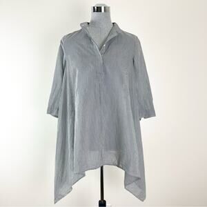MaxMara Grey And White Stripe Cotton‎ And Silk Tunic Top